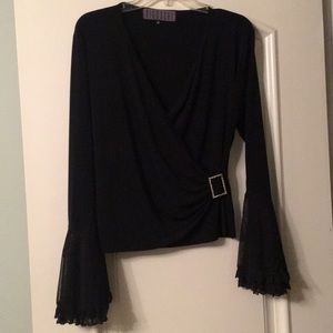 Black evening top with bell sleeves